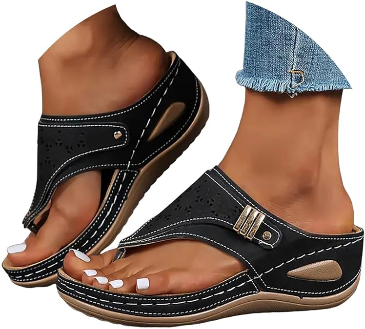 Orthopedic Sandals for Women 2026 Orthopedic Flip Flops Women with Arch Support Wide Width Wedge Flip Flops Comfortable Non-slip for Summer Beach Sandalias Ortopedicas Para Mujer