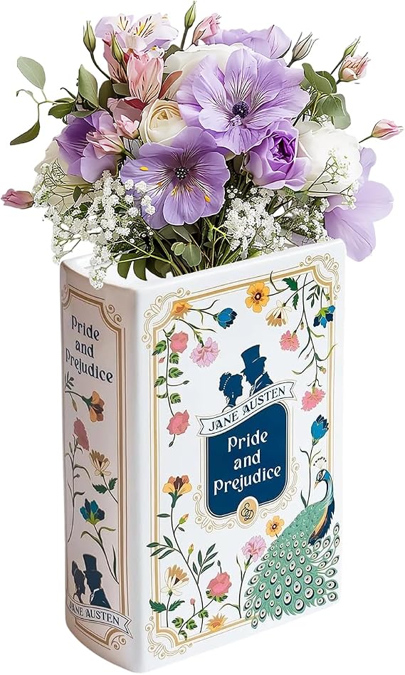 Book Shaped Decorative Vase, Ceramic Book Vase for Home Decor, Unique Book-Shaped Design for Bookshelf Decor, Elegant Home Decoration, Or Bookish Gifts