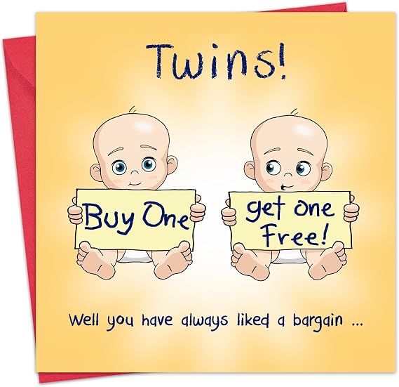 Twizler New Twins Card - Funny New Twin Baby Card Unisex - Humor Newborn Boy Girl Baby Shower - Mom Dad To Be
