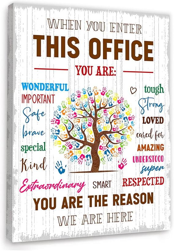 In This Office Wall Decor,Positive Teamwork Quote Wall Art Canvas Framed for Workplace Office Wall Decor 12 x 15 in