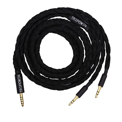 Linsoul Tripowin GranVia Upgraded OFC Headphone Replacement Cable, Dual 3.5mm Connector to 4.4mm TRRRS Stereo Headphone Cable,for HE4XXHE-400iHE400seGoldplanarFocal ELEGIABlack, 2m