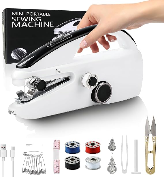 Hand Held Sewing Machine, Handheld Sewing Machine Handheld for Hamming, Portable Mini Travel Hand Sewing Stitching Machine for DIY Sew Home Use