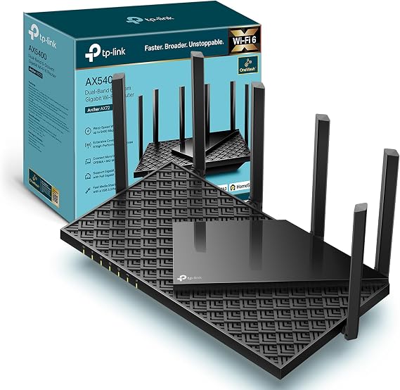 TP-Link Archer AX72 AX5400Mbps WiFi 6 Router, Gigabit Ethernet Ports, USB 3.0, Internet Booster Routers, WiFi Booster, Ultra-Low Latency, EasyMesh,WPA3, Ideal for Gaming, Alexa