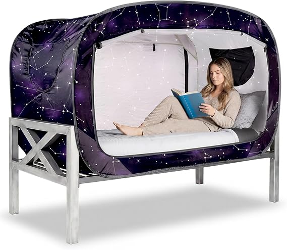 ANC POP Bed Tent Full Bed Canopy Portable Dream Tent for Kids and Adult Indoor Sleeping Tents with 2 Doors Breathable Private Space Tents, Starry Constellation