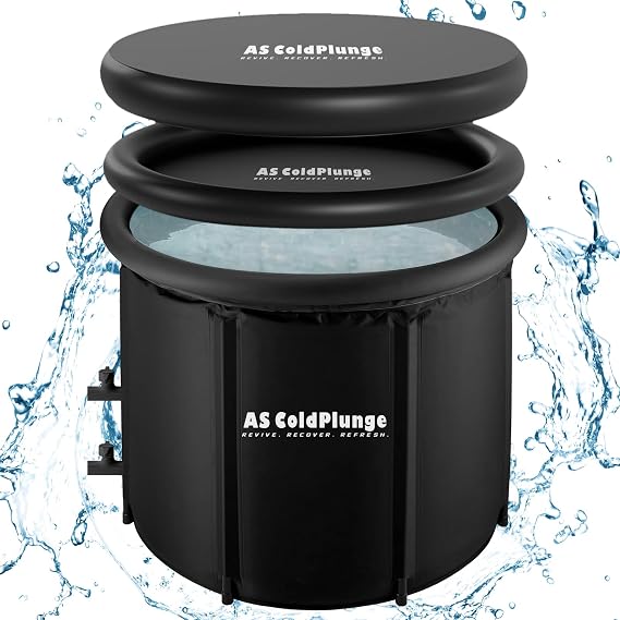 AS ColdPlunge XL Ice Bath Tub for Cold Plunge, Portable Ice Pod with Lid & Cover, 100Gal Inflatable Ice Plunge Tub with 2 Drain Valves for Chiller Connection, Cold Therapy Recovery, Indoor Outdoor Use