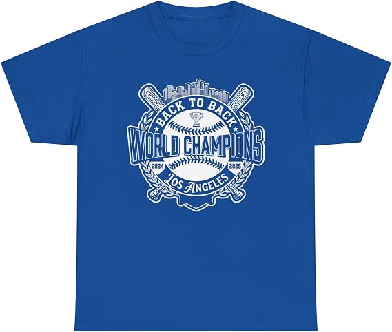 Back to Back World Champions T-Shirt for Los Angeles Baseball Fans, Sizes S-5XL