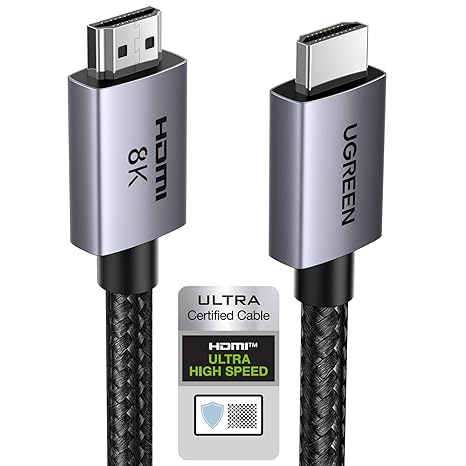 UGREEN HDMI 2.1 Kablo 8K 60Hz 4K 240Hz 165Hz 144Hz 120Hz 48Gbit/s Yüksek Hızlı, HDMI Kablo 2.1 Ultra HD eARC HDR 10+ HDCP 2.3 Dolby Vision VRR TV/PS5/PS4/ Xbox Series X/Monitör ile uyumlu (2M)