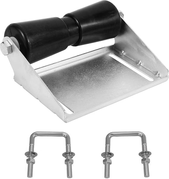 Keel Roller Assembly Kit for Boat Trailers with Roller and Bracket and Mounting Bolts, Silver, Galvanized Steel