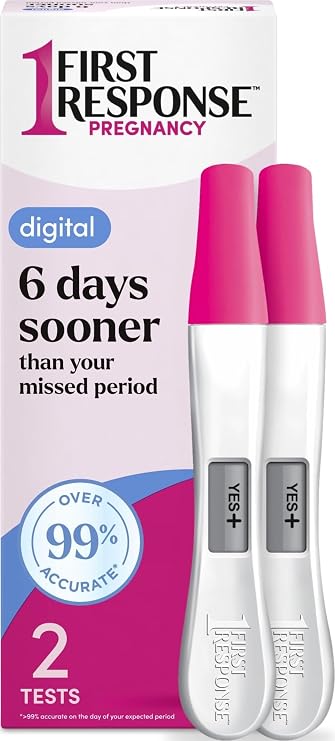 First Response Gold Digital Pregnancy Test, 2 Pack | Test As Early As 6 Days*, Easy-to-Read Digital Results, Over 99% Accurate*, Answers In 3 Minutes, Trusted For 30 Years