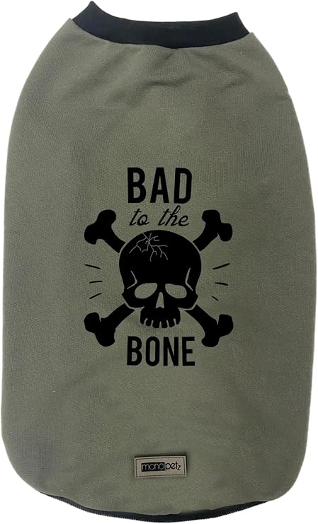 Yeni Sezon Köpek ve Kedi Kıyafeti - Koyu Yeşil Bad to the Bone XS Beden