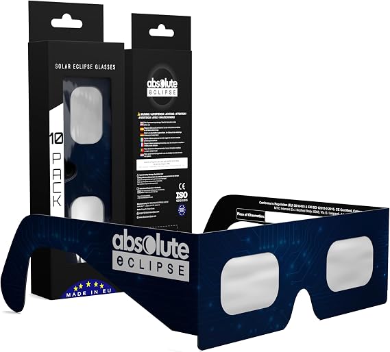Solar Eclipse Glasses ISO 12312-2 & CE Certified – Safe Solar Viewing for Direct Sun & August 2026 Eclipse | Paper Cardboard Frame, Made in EU | For Kids & Adults