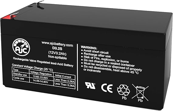 AJC Battery Compatible with B&B BP3-12 12V 3.2Ah UPS Battery