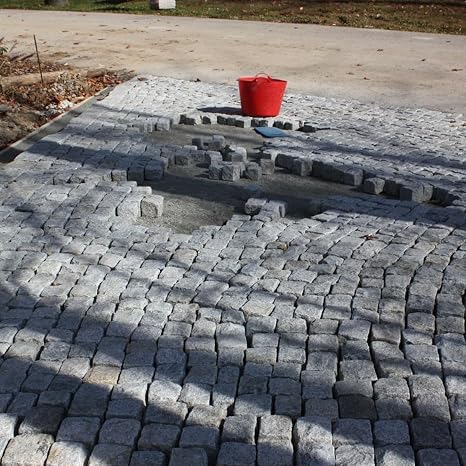 2 Sample Stones~ Gray Granite Cobblestone (Belgian Block) Cubes 4x4x4+/- Average Nominal Dimensions Durable Paving Stone for Driveways, Patios & Garden Edging 20 Lbs - 2Pcs