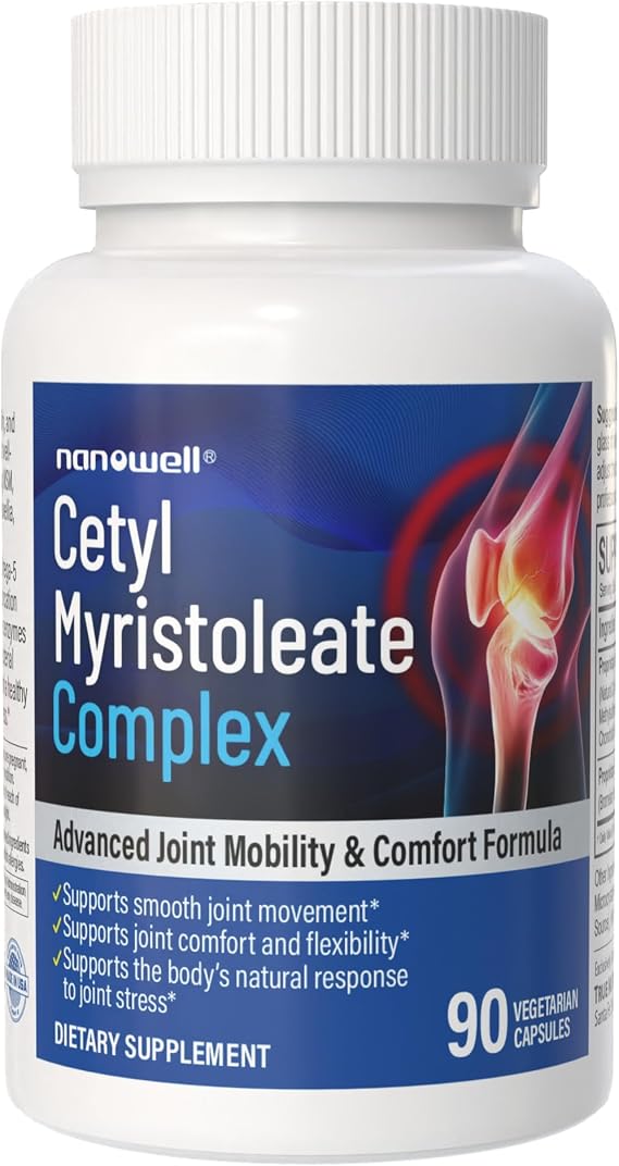 NANOWELL, Cetyl Myristoleate Complex, CMO, Ultra Support for Relief from Joint Discomfort and Stiffness, Advanced Joint Mobility & Comfort Formula 90 Capsules