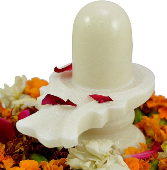 Amazing India 3.3 Inch White Marble Shiva Lingam Shivling