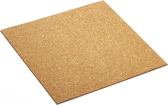 Self-Adhesive Cork Sheets, 6 x 6 Inch, Pack of 12, 1mm Thick Natural Cork Squares for Crafts, DIY, Home Decor & Classroom Projects