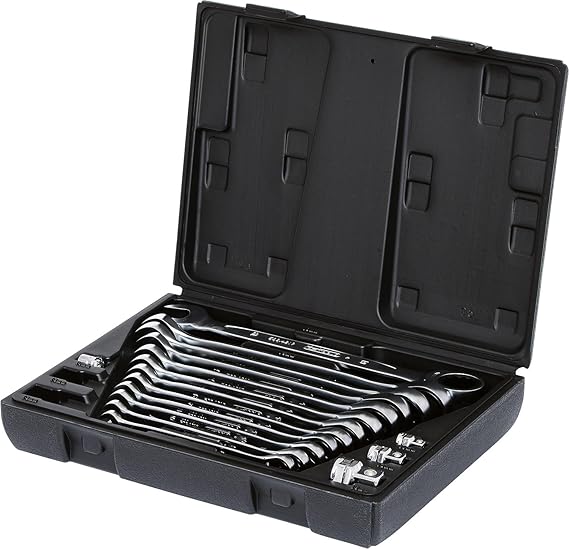 KS Tools 503.4266 Gear+ Comb Ratchet Spanner Set+Adaptors (16 Pieces) 8-19mm