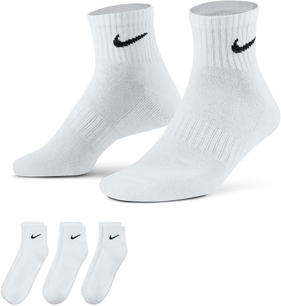 Nike SX7667-100SP19 Everyday Cushion Ankle Socks, Set of 3, White