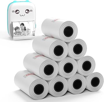57x30mm Thermal Paper White 10 Rolls, Non-Adhesive Thermal Paper Roll for Mini Printer Instant Camera Printer Refill