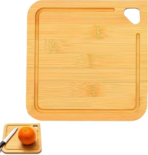 1 Pack Mini Bamboo Chopping Board, ​Small Wooden Cutting Board​ with Juice Groove, ​Lightweight Cheese Board​ and ​Bread Board​ for