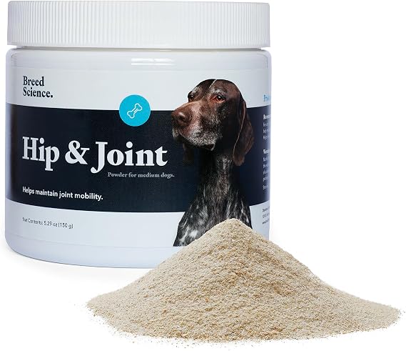 Hip and Joint Food Supplement for Dogs, Medium Breeds- Glucosamine and Chondroitin Powder with Green Lipped Mussel - Pain, Inflammation Relief with Vitamins - Senior Health Supplies for Arthritis