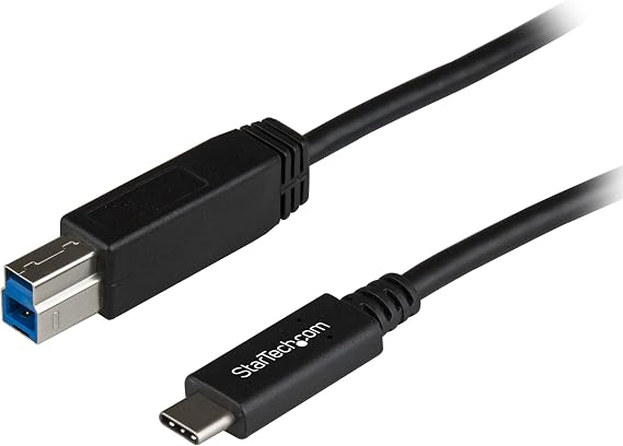 StarTech 3.3ft/1m USB-B to USB-C Cable, USB 10Gbps, Data Cord (USB31CB1M) | Data Transfer Cable, Reversible USB-C, Thunderbolt 3 Port Compatible