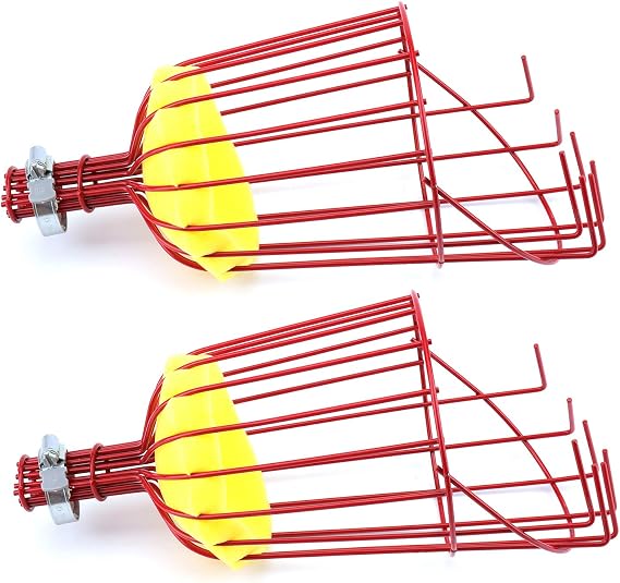 2 Pack Fruit Picker Basket Head, Fruit Harvesting Tool for Gathering Apple Mango Orange Avocados Lemon Peach, Fruits Tree Grabber Tool with Foam Cushion to Prevent Bruising (Pole Not Included)