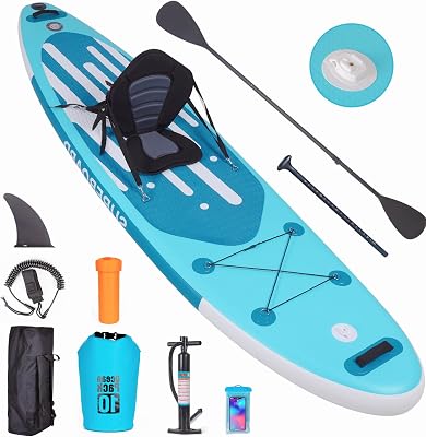Fullwatt Inflatable Stand Up Paddle Board with Pulp Board, Kayak Seat, Non-Skid, etc,Ultralight Inflatable Paddle Board for Teens and Adults, Blue