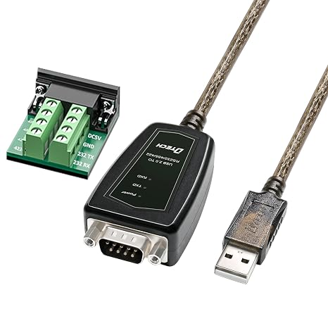 DTECH USB to Serial Adapter RS485 RS422 R232 (3 in 1 Interface) Supports DC 5V with Breakout Board LED Lights for Multi-Kind Control Devices Windows 11 10 8 7 XP Mac (5ft)