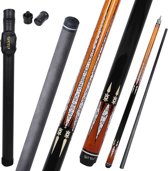 CUEELF Carbon Fiber Pool Cue 2 Pieces Cue Stick with 12.5mm Tip Professional Low Deflection Billiard Pool Sticks with 3/8 * 8 Pin Joint