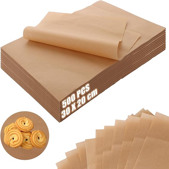 500PCS 30x20cm Baking Paper Sheets Non-Stick Unbleached Parchment Paper for Baking Waterproof Baking Paper Parchment Paper Sheets for Bread Meat Baking Cookies Rosating