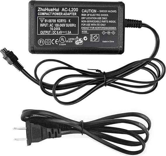 AC-L200 Power Adapter for Sony Handycam DCR-SR46 DCR-SR47 DCR-SR42 DCR-SR45 DCR-SR68 DCR-SX85 DCR-SX20 DCR-SX40 DCR-SX41 DCR-SX44 DCR-SX45 DCR-SX60 DCR-SX63 DCR-SX65 HDR-SR10 HDR-CX150 HDR-CX230/260V