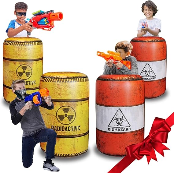 4 Pack Inflatable Battle Battlefield Barrels,Great for Party Laser Tag Gun Game Battle Obstacles by Ninostar