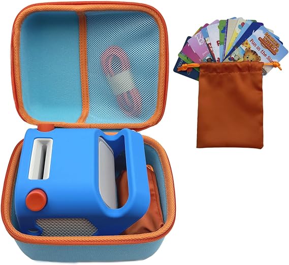 Travel Case for Yoto Player (3rd Generation), Hard Carrying with Pouch Hold up to 20 Cards, Sky and Orange (Case Only)