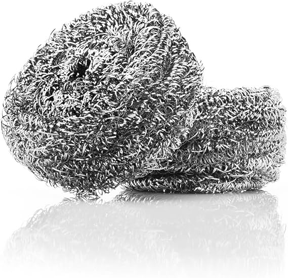 Stanley Home Products Stainless Steel Scrubbers Rust Resistant Sponge for Pots, Pans, Grills, Ovens, Sinks and Tools Metal Scrubbers for Kitchen & Garage Cleaning (2 Pack - 4 Count)