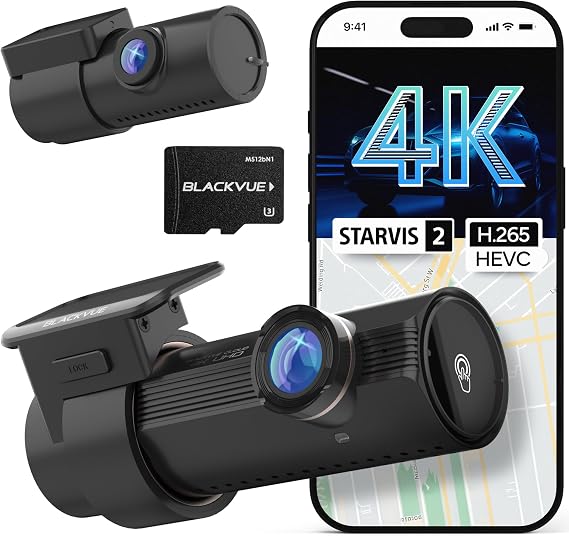 BlackVue DR970X-2CH Plus II 256GB Dash Cam 4K UHD Front & Full HD Rear with STARVIS 2 & HDR, Fast Boot, USB-C, Video Playback via Wi-Fi, Cloud Remote Access, Smart Parking Mode