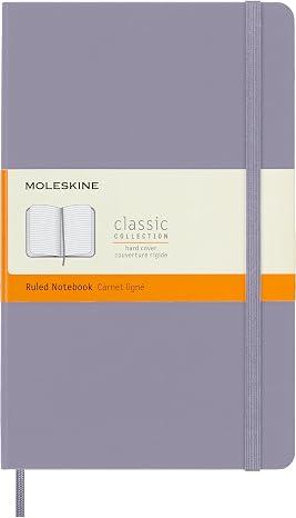 Moleskine Classic Notebook, Hard Cover, Large (5" x 8.25") Ruled/Lined, Aster Grey, 240 Pages
