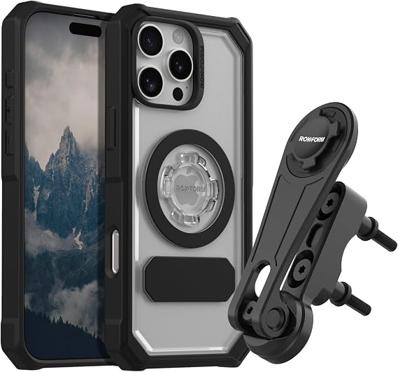 Rokform iPhone 16 Pro Max Crystal Case + Motorcycle Perch Phone Mount