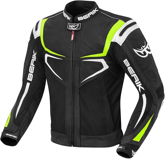 Berik Radic Motorrad Leder- / Textiljacke schwarz/gelb 56