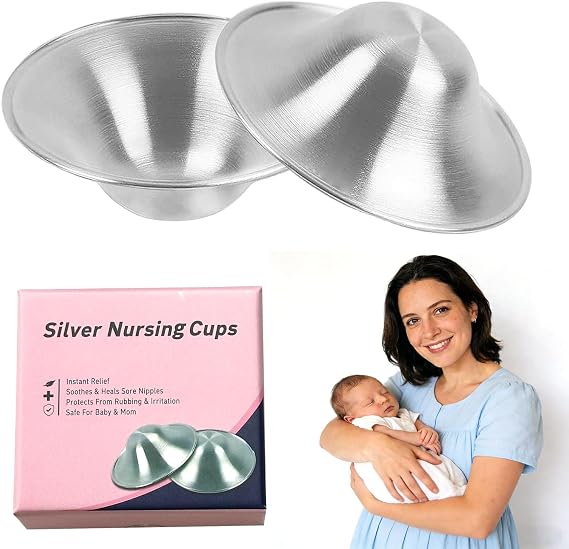 Silver Nipple Shields for Breastfeeding,2 Pcs Nipple Shields for Breastfeeding with Nursing Newborn,Protect and Soothe Sore Nipples