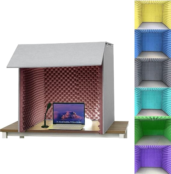 Portable Sound Recording Vocal Booth Box,Desktop Soundproof Cover,Vocal Booth Portable Vocal Booth, Sound Absorbing Shield,Sound Proof Foam Panels to Filter Vocal (Brown)