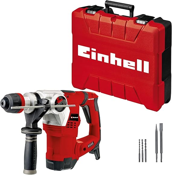 Einhell Crusher Drilling TE-RH 32 4F Kit (1250 W, 5 joules, 32 mm drilling in concrete, SDS-Plus, anti-vibration handle, E-Box including, 3 drill bits, pointed and straight chisel) - 4257944