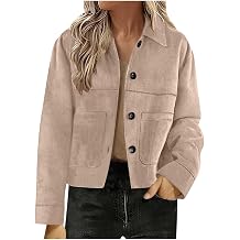 Women's Faux Suede Bomber Jacket Spring Lapel Pilot Coat Oversized Long Sleeves Trendy Streetwear Outerwear Button Down Suede Jacket Casual Cropped Coat Ladies Elegant Trench Coats Jackets for Women