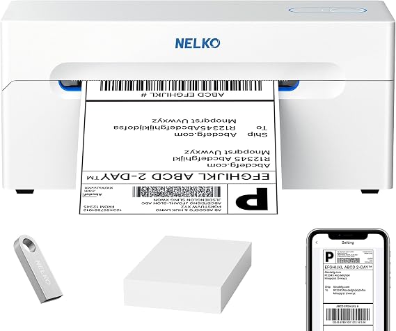 Nelko Bluetooth Thermal Shipping Label Printer, 4x6 Thermal Label Printer
