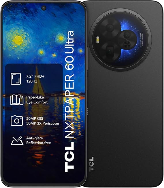 TCL NXTPAPER 60 Ultra 5G Android Smartphone,7.2" FHD+,12GB RAM+256GB ROM,Eye Care Phone,Nebula Black