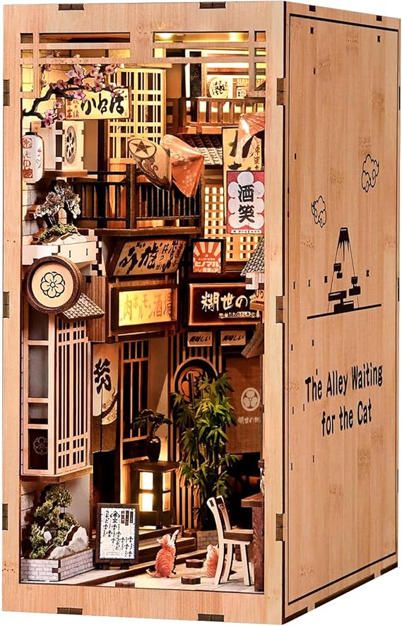 Book Nook Kit, DIY 3D Wooden Puzzles for Adults, Teens and Beginners, Miniature Tiny House Kit for Bookshelf Decor, Bookish Gift for Family, Friends, Book Lovers