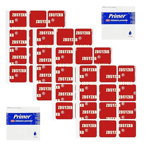 Heavy Duty Double Sided Tape, 1" x 1", 48 Pcs, Red, Foam