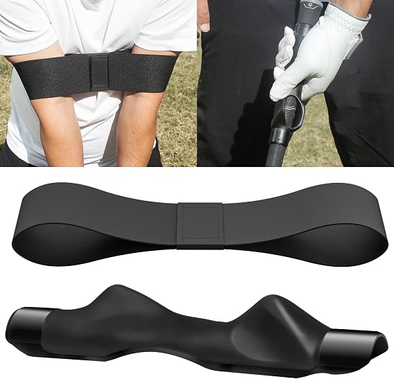 Golf Swing Trainer Aid Grip Trainer Attachment & Arm Band for Swing Correction