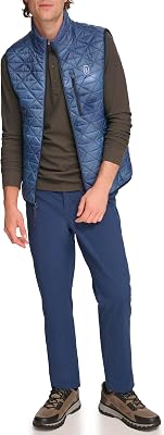 BASS OUTDOOR Mens Quilted Puffer Front Zipper & Stand Collar