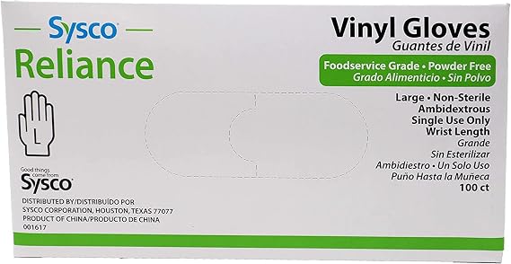 Sysco New Disposable Vinal Gloves Large 100 Per Box...